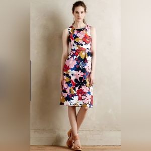$178 Anthropologie Whit Two Petalprint Cross-Back Dress Multi Tiki Floral sz 0